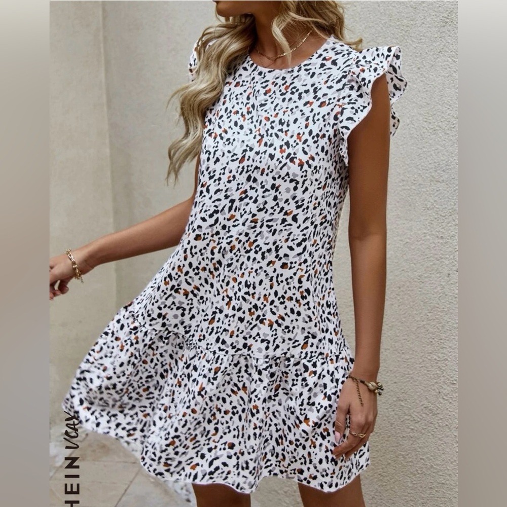 White Leopard Print Dress